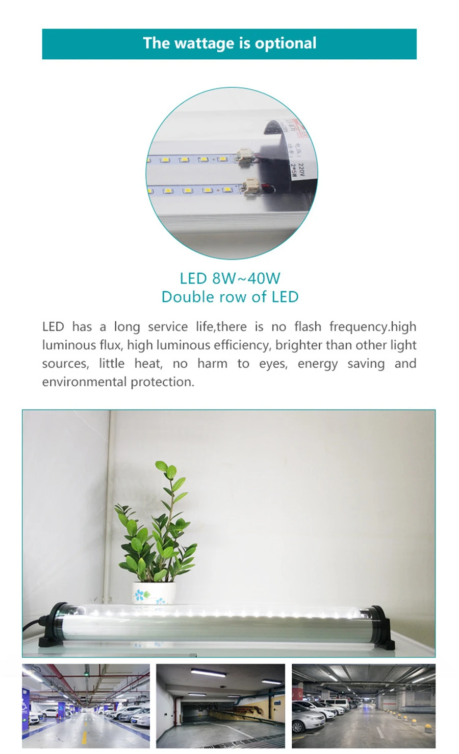 Industrial lighting Explosion proof Led light 8W 20W 30W 40W Waterproof Garage Warehouse lamp for CNC Machine Tool Lights 220V