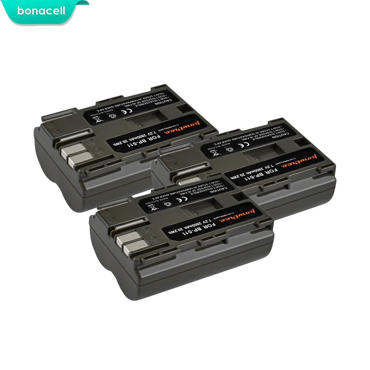 3 Pack Battery Bonacell 2200 мА/ч, BP-511 BP-511A BP 511A для Камера Батарея BP511 BP 511 для цифровой однообъективной зеркальной камеры Canon EOS 40D 300D 5D 20D 30D 50D 10D G6 L50 - Цвет: 3 Pack Battery