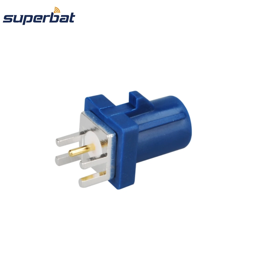 Superbat 10pcs Fakra Blue Male End Launch PCB Mount Straight for GPS Telematics or Navigation