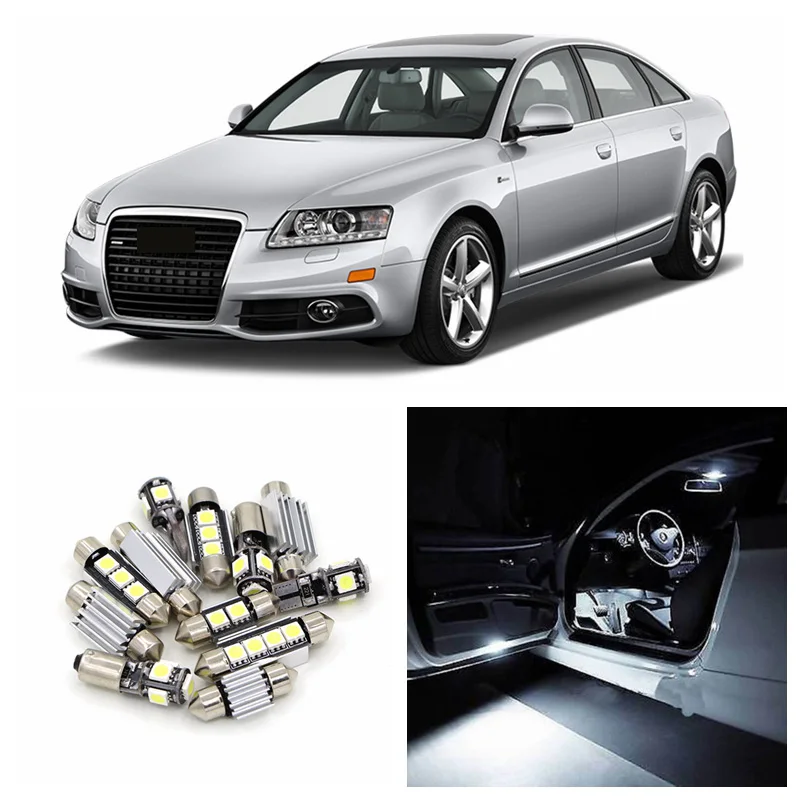 18 шт. Автомобильные светодиодные лампы Canbus для салона 2005 2011 Audi A6 C6|car interior led kit|interior