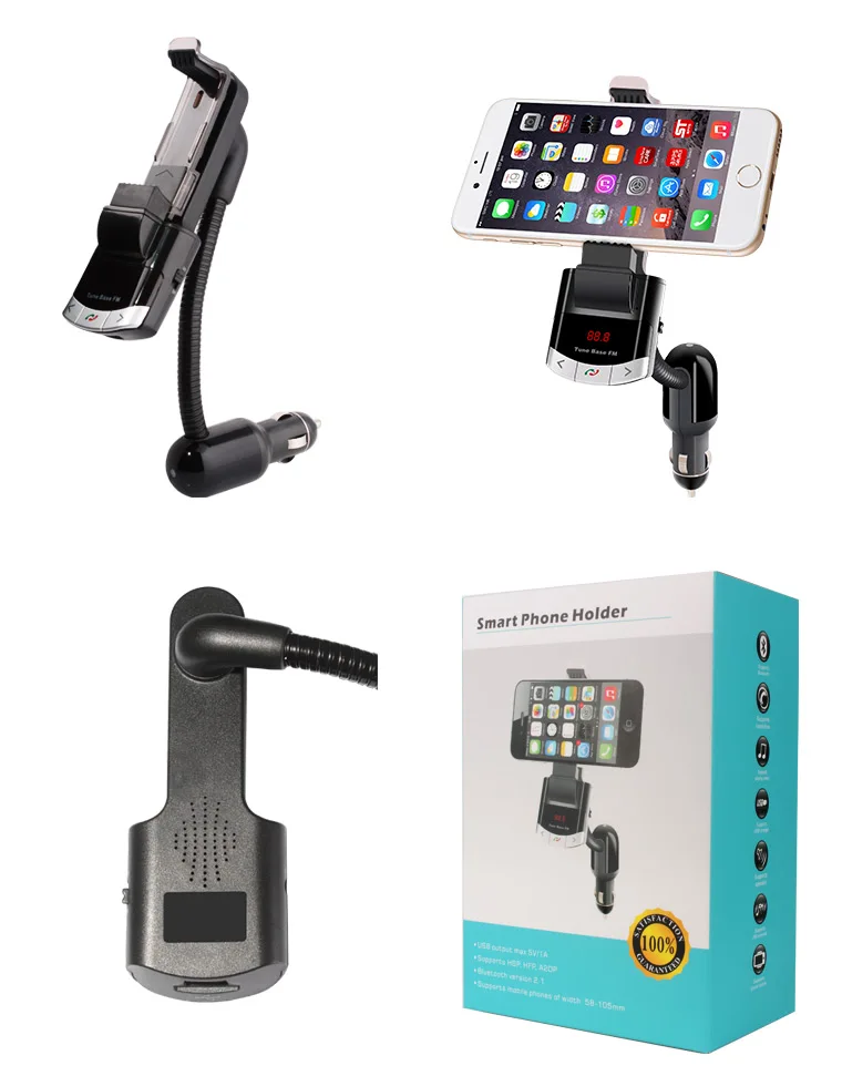 YUANMINGSHI Bluetooth автомобильный комплект держатель для телефона Hands free вызов fm