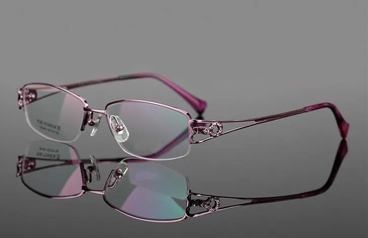 Purple Brightzone ультра-светильник полуобода элегантность чистый титан близорукость Oculos оптическая близорукость по рецепту очки для глаз модная оправа - Цвет оправы: Purple