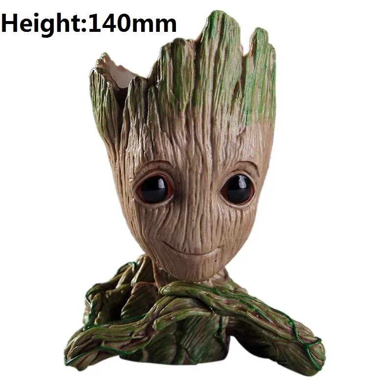 Height140mm ПВХ Цветочный Горшок Кашпо «Грут» плантатор модель игрушки ручка горшок держатель украшение стола день рождения подарки для детей - Цвет: Height140mm