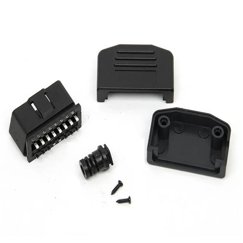 

50pcs/lot Automotive male connector OBD2 connector plug + housing + line card + screw OBD plug J1962M