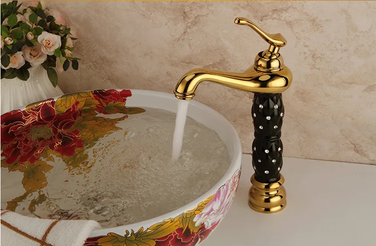 Керамический Золотой смеситель для ванной комнаты кран горячей холодной