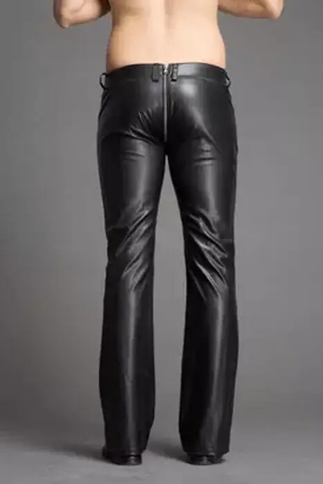 New men's clothing fashion personality Flare Pants leather pants Can be customized plus size trousers male stage costumes 28-38 | Мужская