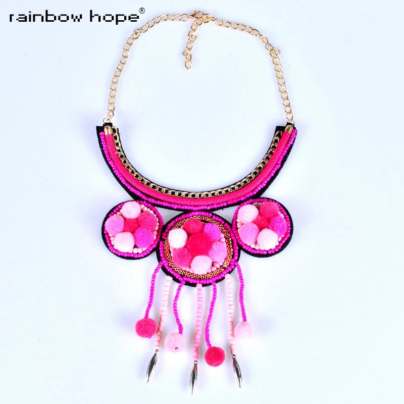 Женское винтажное ожерелье-чокер ручной работы ожерелье из шерсти с вышивкой в