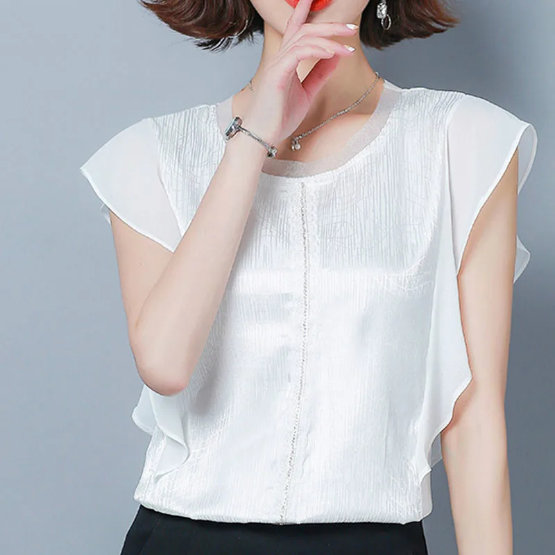 Однотонная футболка с короткими рукавами со вставками и черный белый цвет Блузка