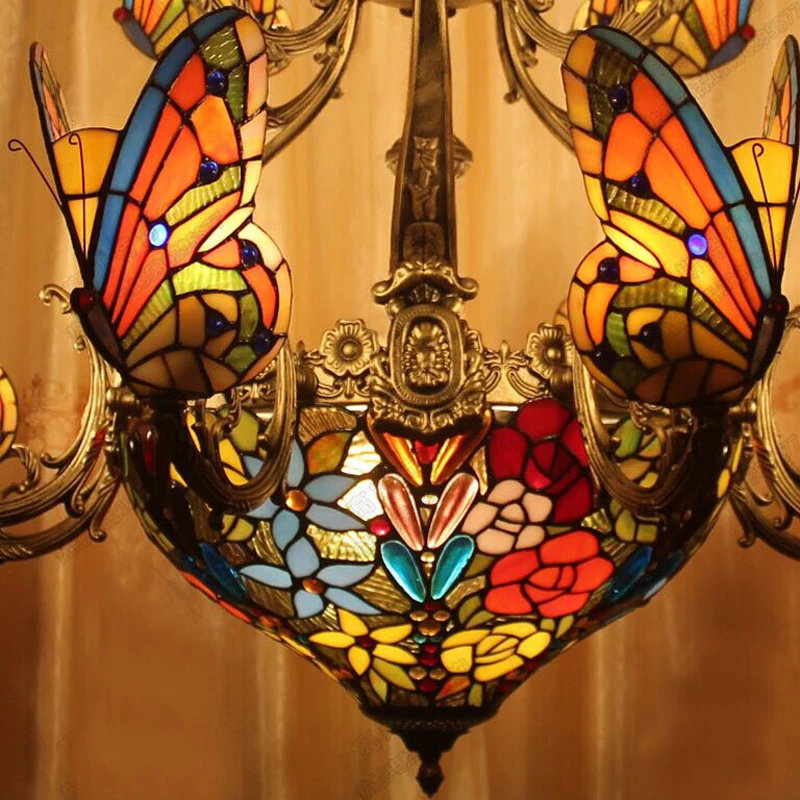 SGROW Арт Деко ручная работа стеклянная бабочка абажур светильники для гостиной