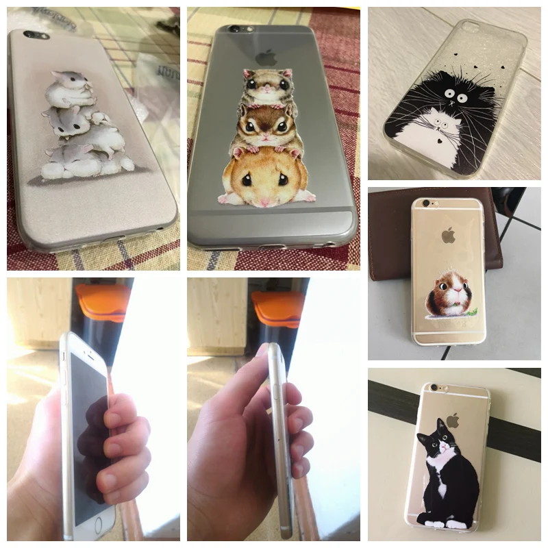 Cute Cat Phone Case For Apple iPhone 6 6S 5 5S SE Soft TPU Silicon Transparent Cover Owl Animal Cases for |