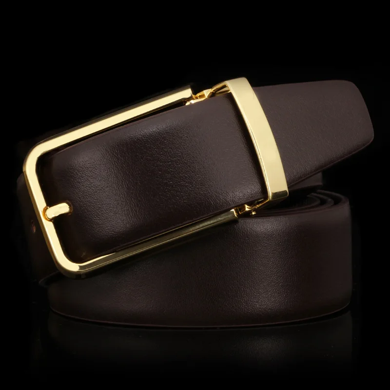 Golden style1 coffee Известный бренд мужской ремень хорошего качества из натуральной коровьей кожи роскошные кожаные мужские ремни для мужчин ремень Мужской металлической пряжкой - Цвет: Golden style1 coffee