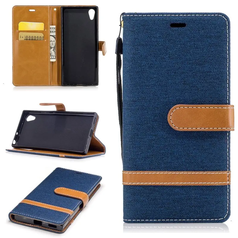 Для Sony Xperia XA1 Чехлы Coque футляр модные джинсовые джинсовое портмоне кожаные сумки