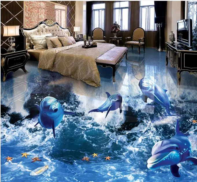 Murals Wallpaper European 3d Flooring Dolphin Ocean World Bedroom Floor Large Mural | Обустройство дома