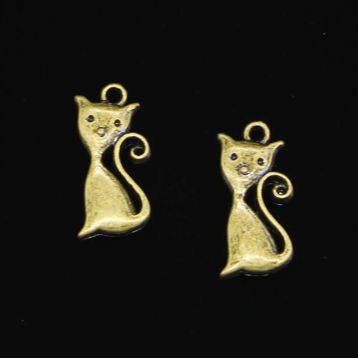 92pcs Antique Bronze Plated cat Charms for Jewelry Making DIY Handmade Pendants 25*12mm |