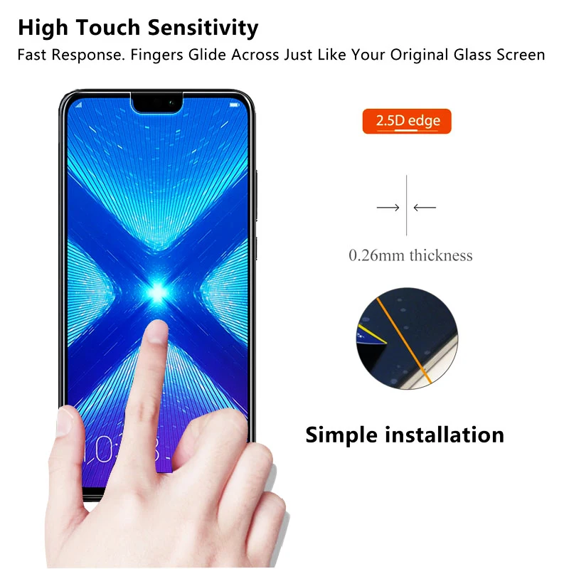 2 шт закаленное стекло на для huawei Honor 8X чехол протектор экрана Honor8 8C 8 Lite легкая