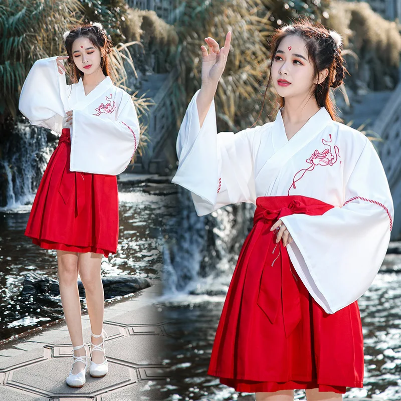 Chinese style Hanfu Spring and Autumn Daily adult female students traditional costume embroidery fresh elegant photo suit |