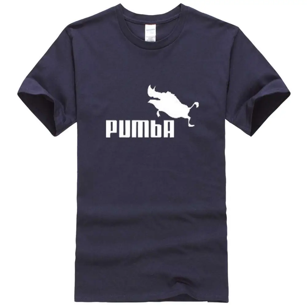 Забавные милые футболки homme Pumba, мужские хлопковые топы с короткими рукавами, крутая футболка, милый кавайный летний Трикотажный костюм, футболка - Цвет: 9017 navy blue