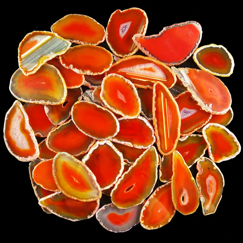 10 шт оптом оранжевый смешанный размер оникс Агаты ломтик нерегулярные Подвески