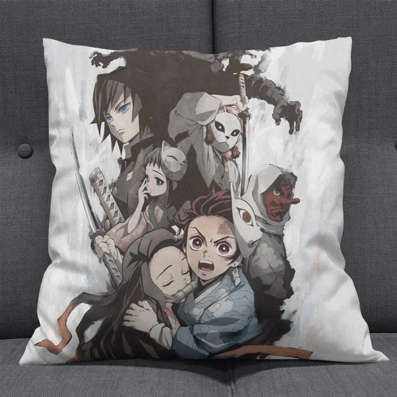 1Pcs Creative Cartoon kimetsu no yaiba Pillow Annie Stuffed Short Plush Office Travel Rest Soft Cushions Home Decor Gift - Цвет: 02