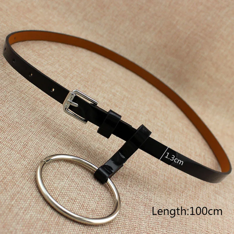 

LNRRABC Circle Leather Silvery Adjustable Belts Individuality Grand Dress Narrow Women Imitation Sol