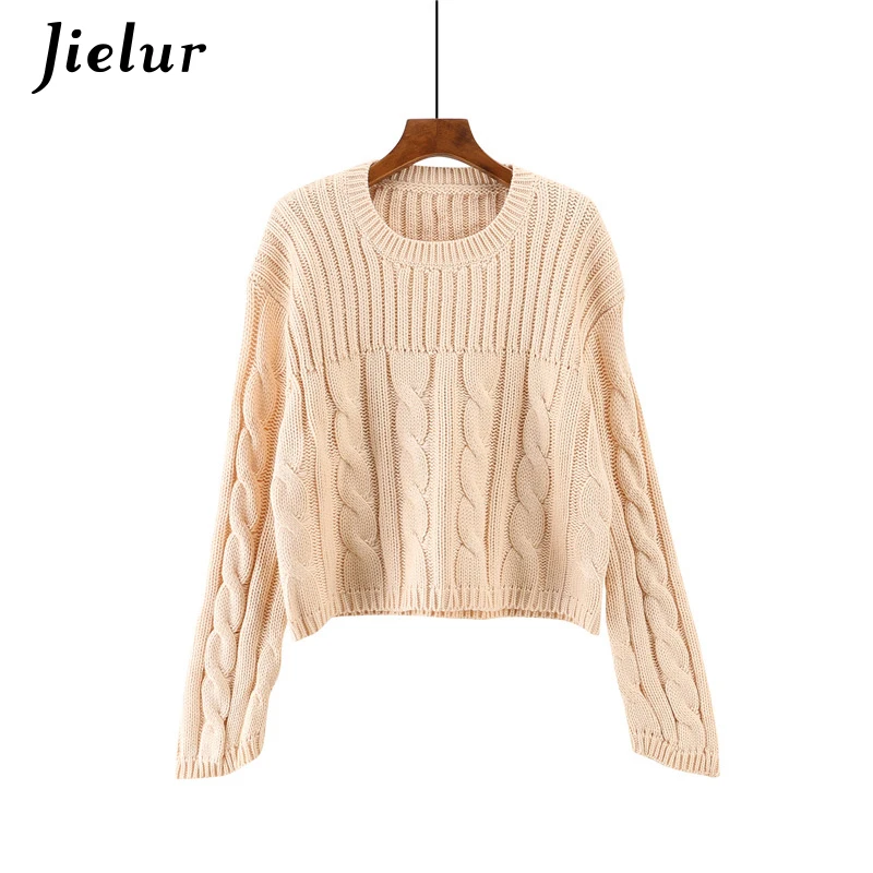 Jielur 4 одноцветное цвет Harajuku Sweters для женщин Invierno Новинка 2019 года с длинным рукавом