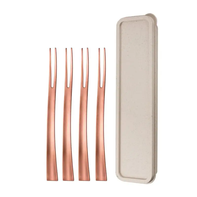pink 4 pcs JueQi 4/8 шт цветная вилка из нержавеющей стали для фруктов кухонный набор столовых приборов вилка для торта, десертная посуда для закусок чайная столовая вилка - Цвет: pink 4 pcs