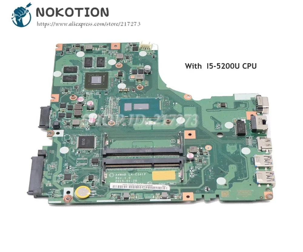 

NOKOTION For Acer aspire E5-473G Laptop Motherboard SR23Y I5-5200U CPU 920M NBMXK11003 NB.MXK11.003 A4WAB LA-C341P
