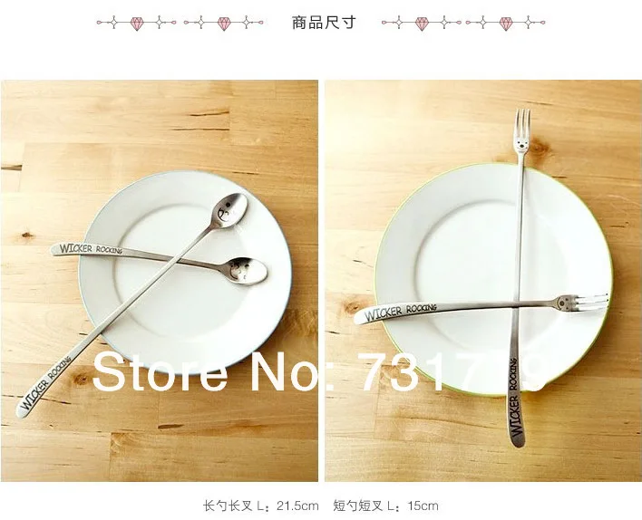 Creative ! 18-10 High-quality Smiley Stainless steel Cutlery \ Long-handled Spoon and Fork MM-2036 | Дом и сад
