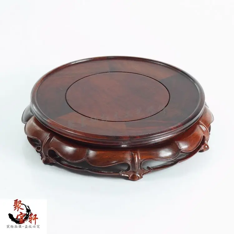 

Red rosewood carving handicraft annatto circular base of real wood of Buddha stone are recommended vase furnishing articles