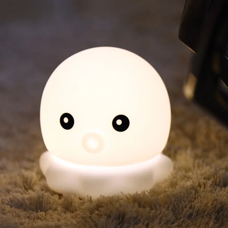 

Cartoon Silicone Octopus LED Night Light Touch Sensor Colorful Battery Powered Bedroom Bedside Lamp for Children Kids Baby Gift