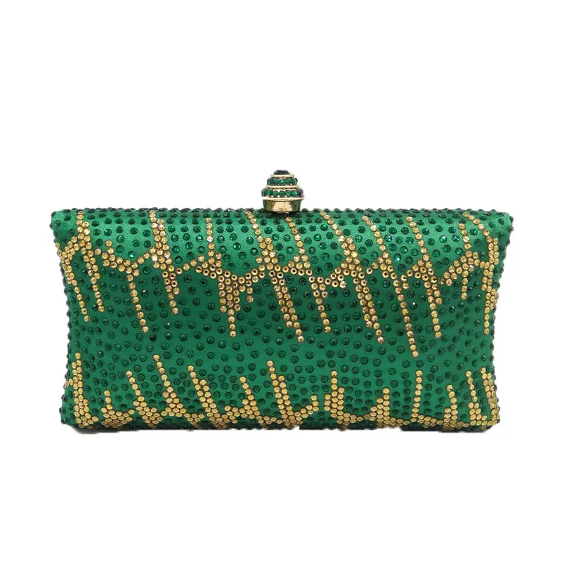 Green Crystal Bag Бутик De FGG зеленый и золотой полосатый женский клатч кристалл вечерние сумочки женские бриллиантовые вечерние дамские сумочки и кошельки - Цвет: Green Crystal Bag