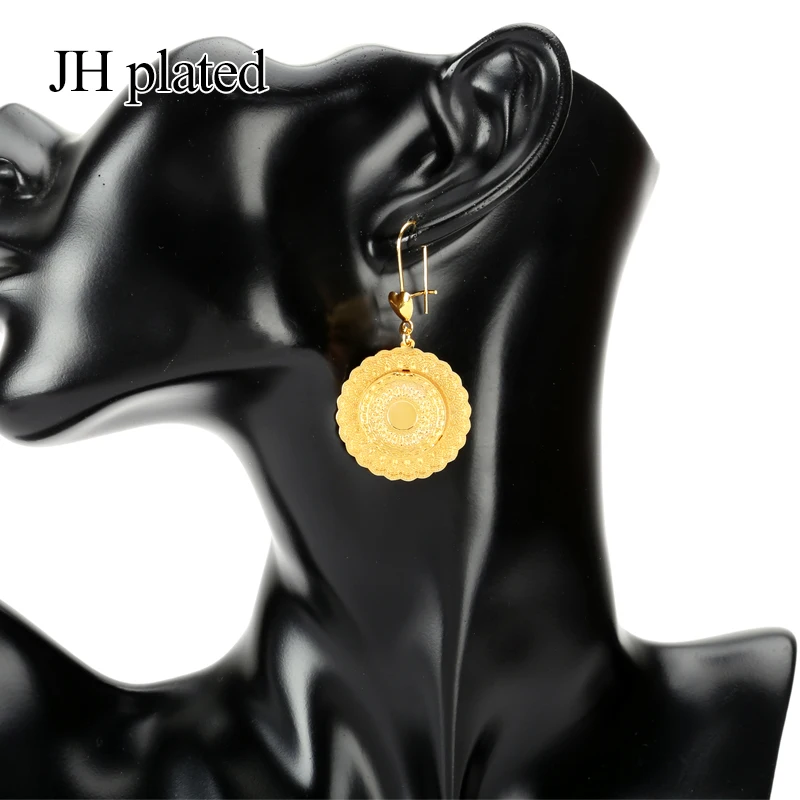 JHplated африканские Ювелирные серьги из Эфиопии круглые двухслойные скульптуры для