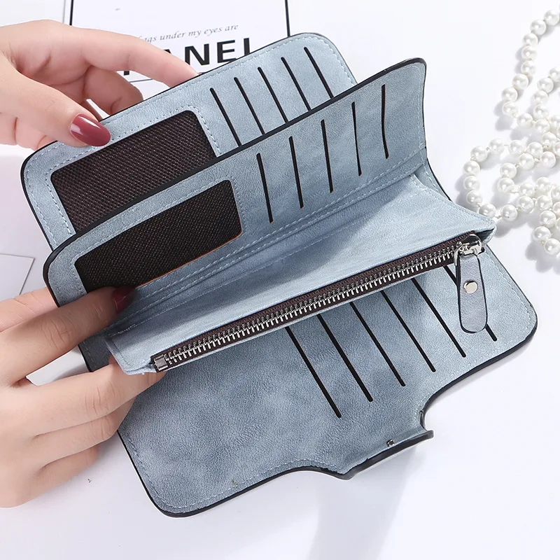 new buckles ms han edition more than three fold wallet fashion handbag for ladies frosted double color fabrics | Багаж и сумки