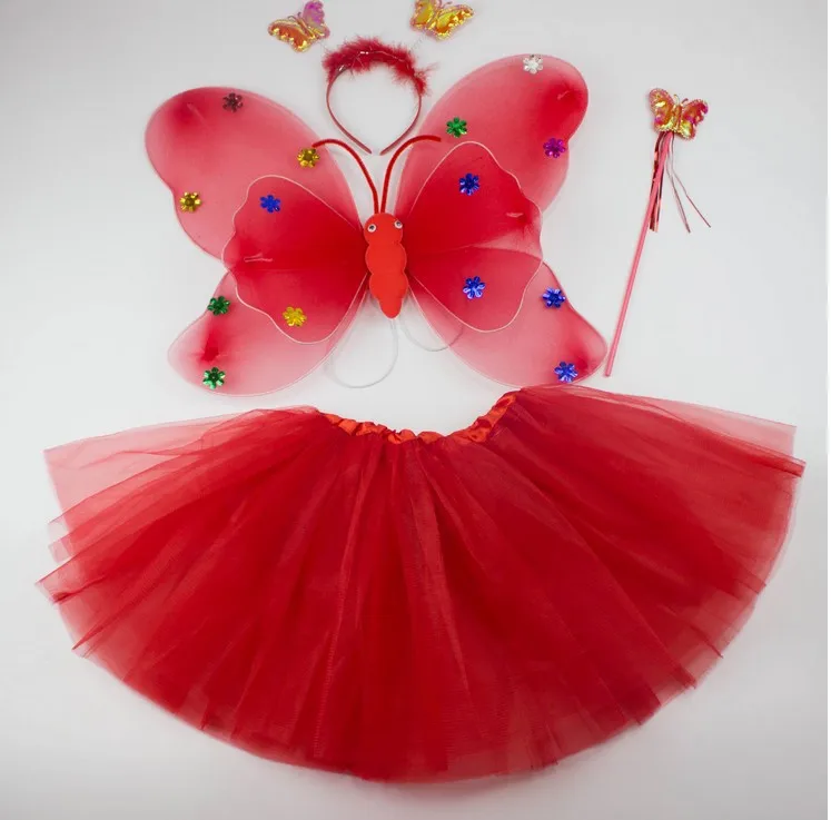 Бесплатная доставка Розовый Зеленый 4 шт в наборе принцесса набор виде крыльев