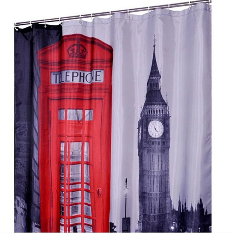 Европа Стиль Творческий Лондон Биг Бен Шаблон Душ Занавес Водонепроницаемый