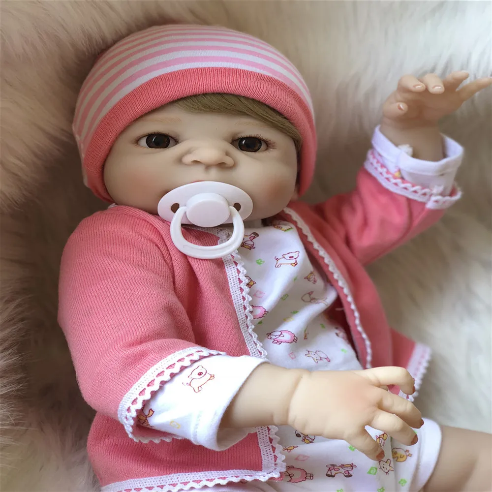 SanyDoll 22 дюйма 57 см силиконовые куклы Реборн Реалистичная кукла реборн розовый