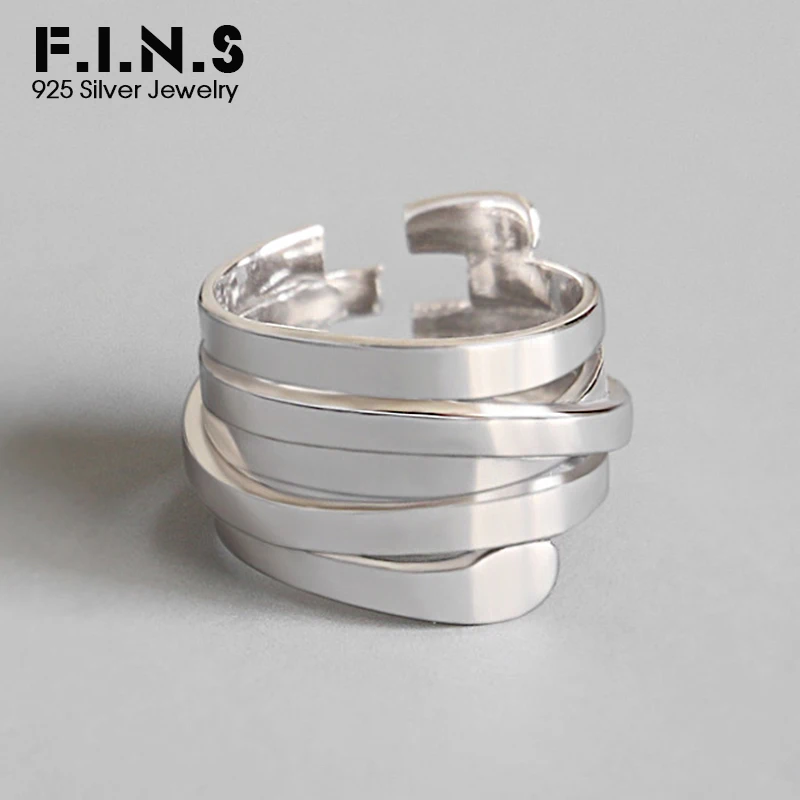 F.I.N.S INS Стильные корейские Многослойные намотанные широкие Открытые Кольца для женщин Новая мода 925 пробы серебряные ювелирные изделия