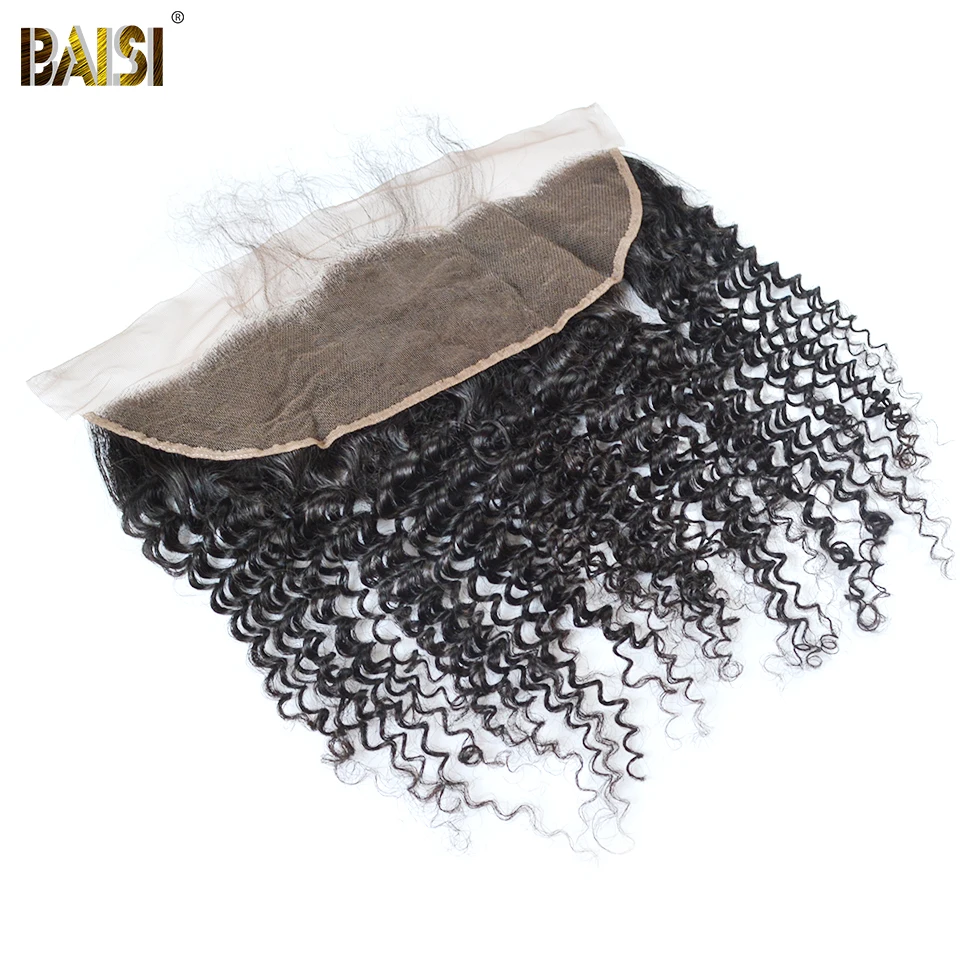Волосы BAISI перуанские натуральные волосы вьющиеся кружевные фронтальные 13x4
