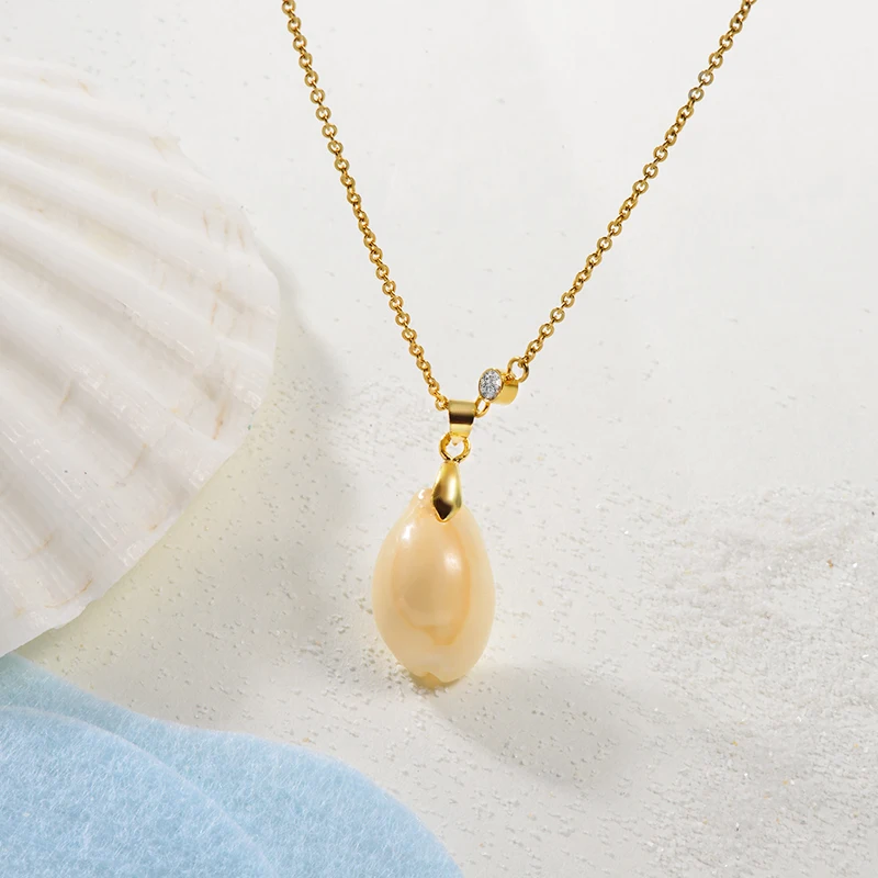 Женское Ожерелье из ракушек Baoyan простое ожерелье нержавеющей стали в этническом