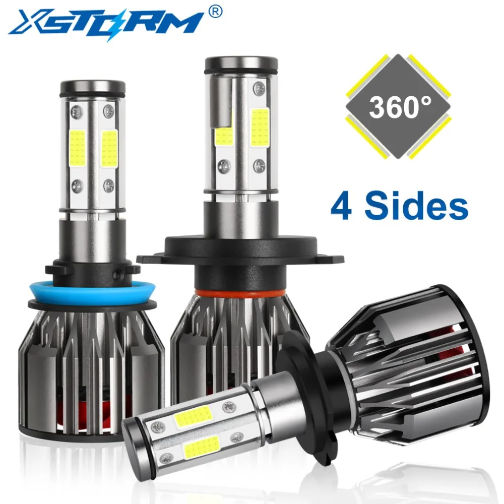 4 стороны 10000LM H4 H7 светодиодный H8 H11 9005 HB3 9006 HB4 фары комплект 6000 К Белый Свет 12V 24V