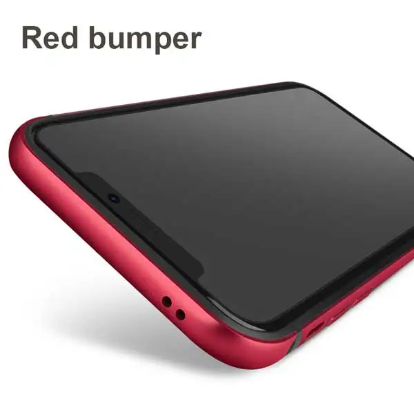 Red Bumper Чехол для iPhone X XS Max XR 7 8 6 6S Plus чехол Алюминиевый металлический объектив камеры телефона защитное кольцо и бампер противоударный чехол s - Цвет: Red Bumper