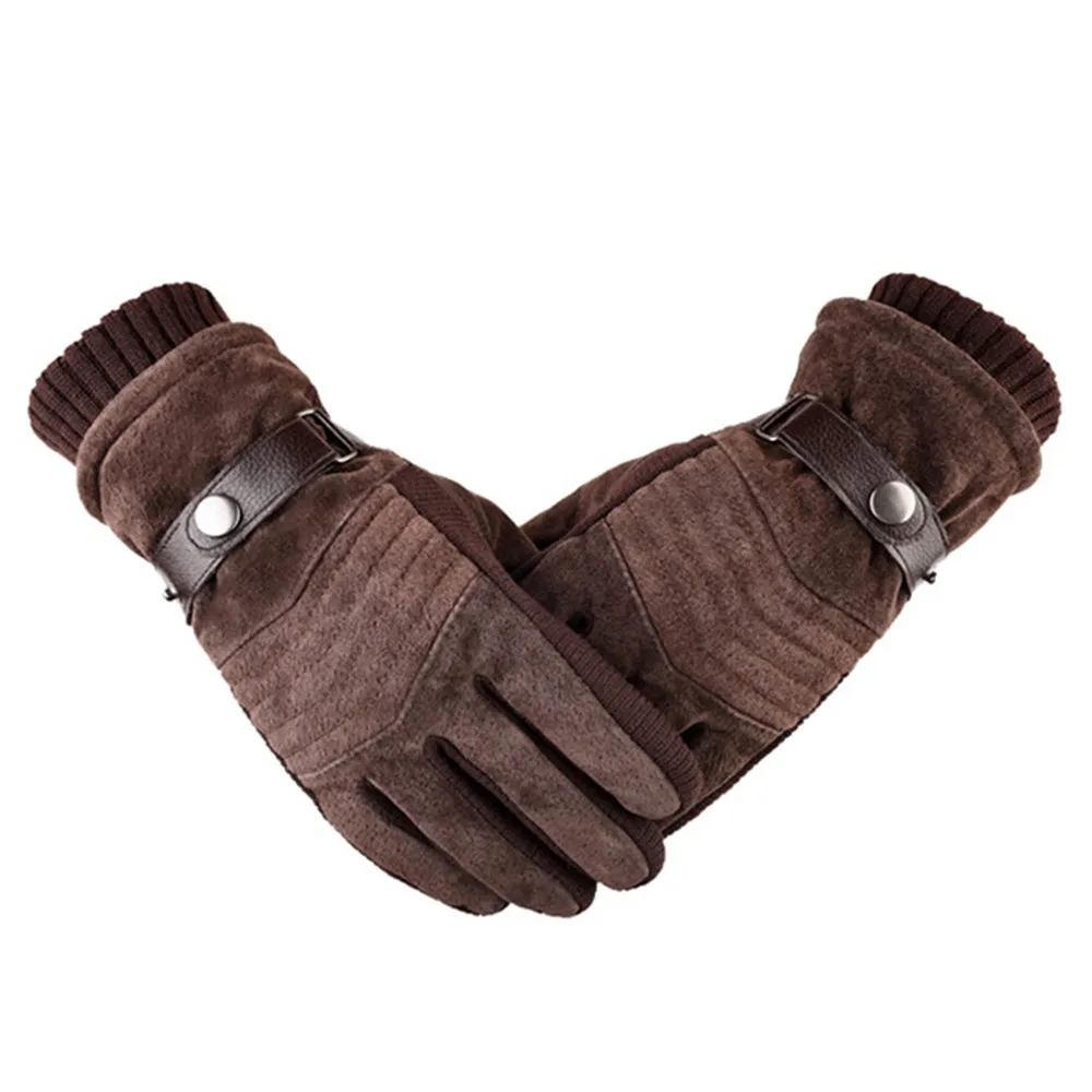 Men's Windproof Waterproof Bicycle Pigskin Slip Plus Velvet Thickening Gloves Cycling Accessories Hiking Climbing #3N08 | Спорт и