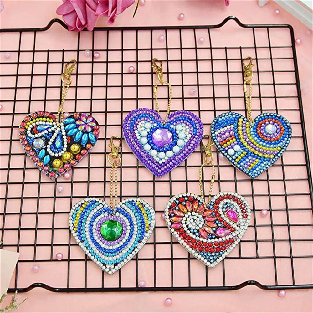 5/шт сердце DIY брелок креативный Алмаз Картина женская сумка для ключей дамская
