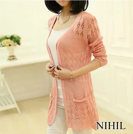 Plus Size Long Cardigans New Knitted Sweaters 2016 Women Fashion Lace Cardigan Hollow out Crochet Casual Blouses Autumn Sweater |