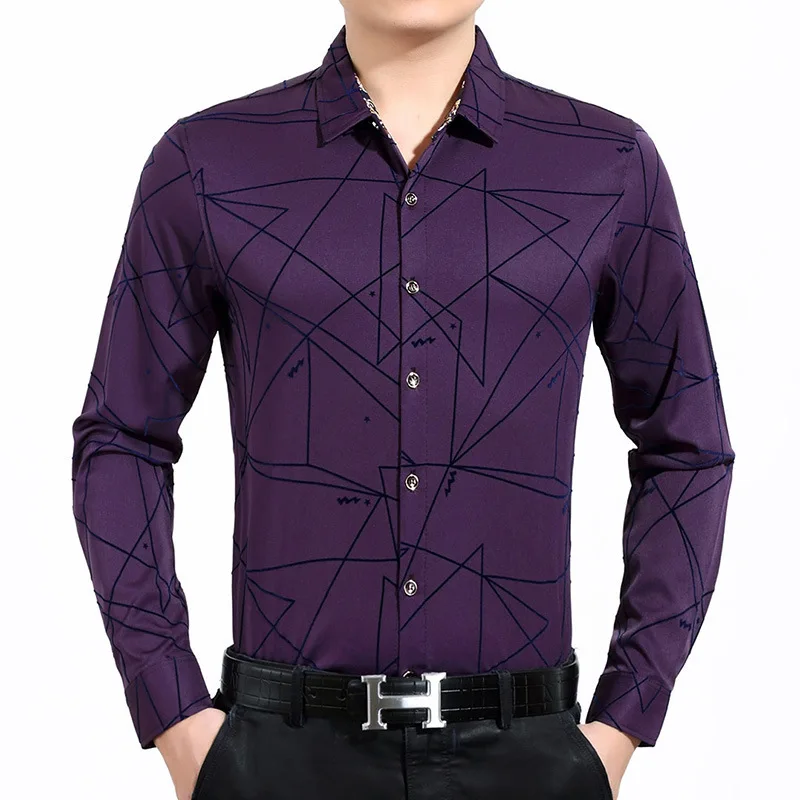 

New Arrival 2019 Casual Men Shirt Plaid Designs Spring Long Sleeve Social Slim Fit Cotton Mens Shirts SALE XL