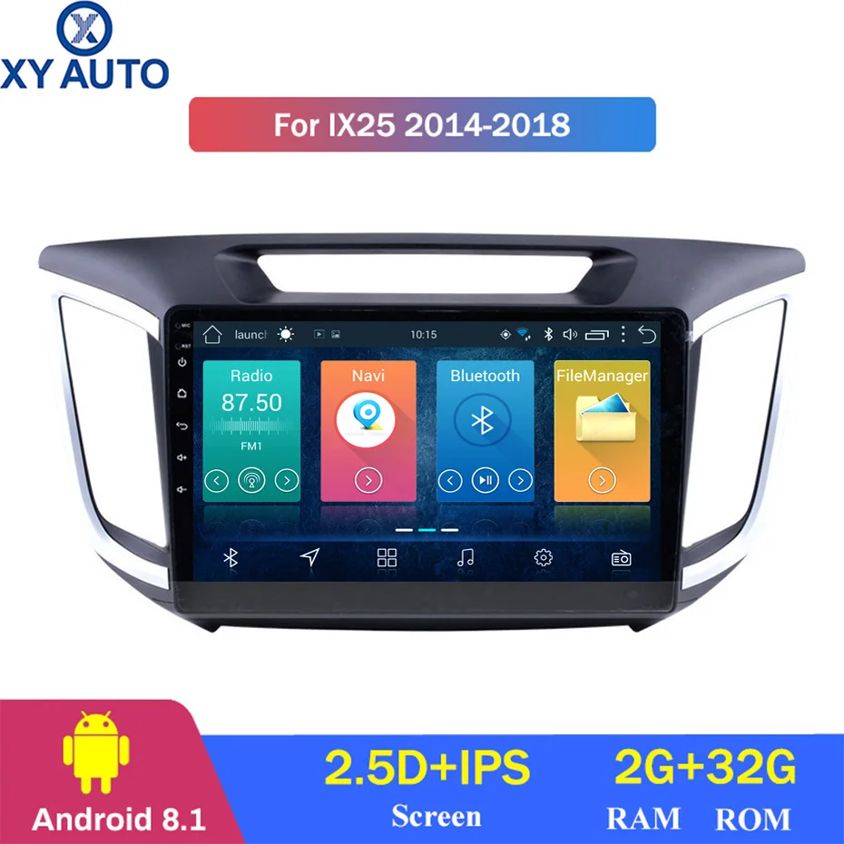 10 1 дюймовый 2.5D IPS HD мультисенсорный экран Android 2014 2 Гб ОЗУ 32 ПЗУ NAVI для Hyundai IX25 2018-с