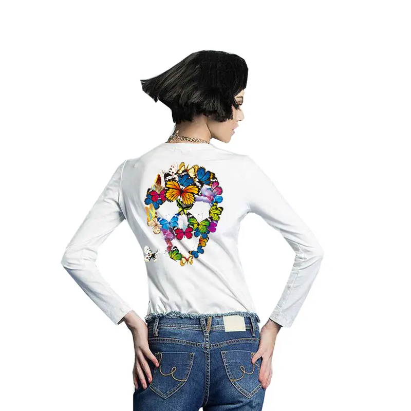 Бабочка череп патчи для одежды женские Стикеры девочек Железный На переноске