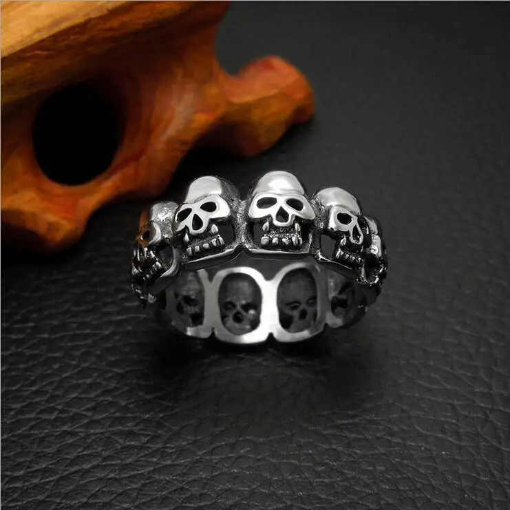 $7.25 Titanium Стали Черепа/Скелет Серебряный Мужчины Палец Кольцо Пары Обручальные