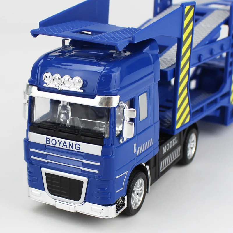 Double-Deck Flatbed Trailer Car Model Toy Transporter Alloy Engineering Vehicle Simulation 1:50 Children's Truck | Игрушки и хобби