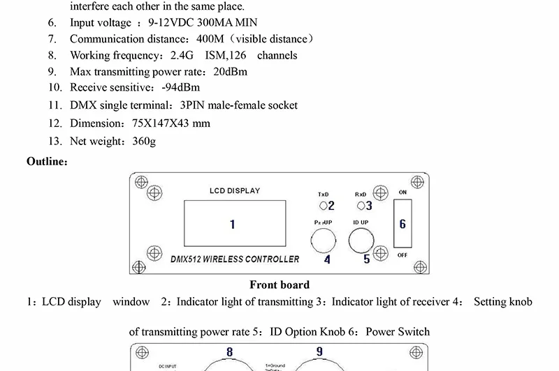Беспроводной DMX 512 контроллер передатчик приемник 2в1 ЖК-дисплей Dmx контроллер повторитель диско светильник Led Par Светильник контроллер